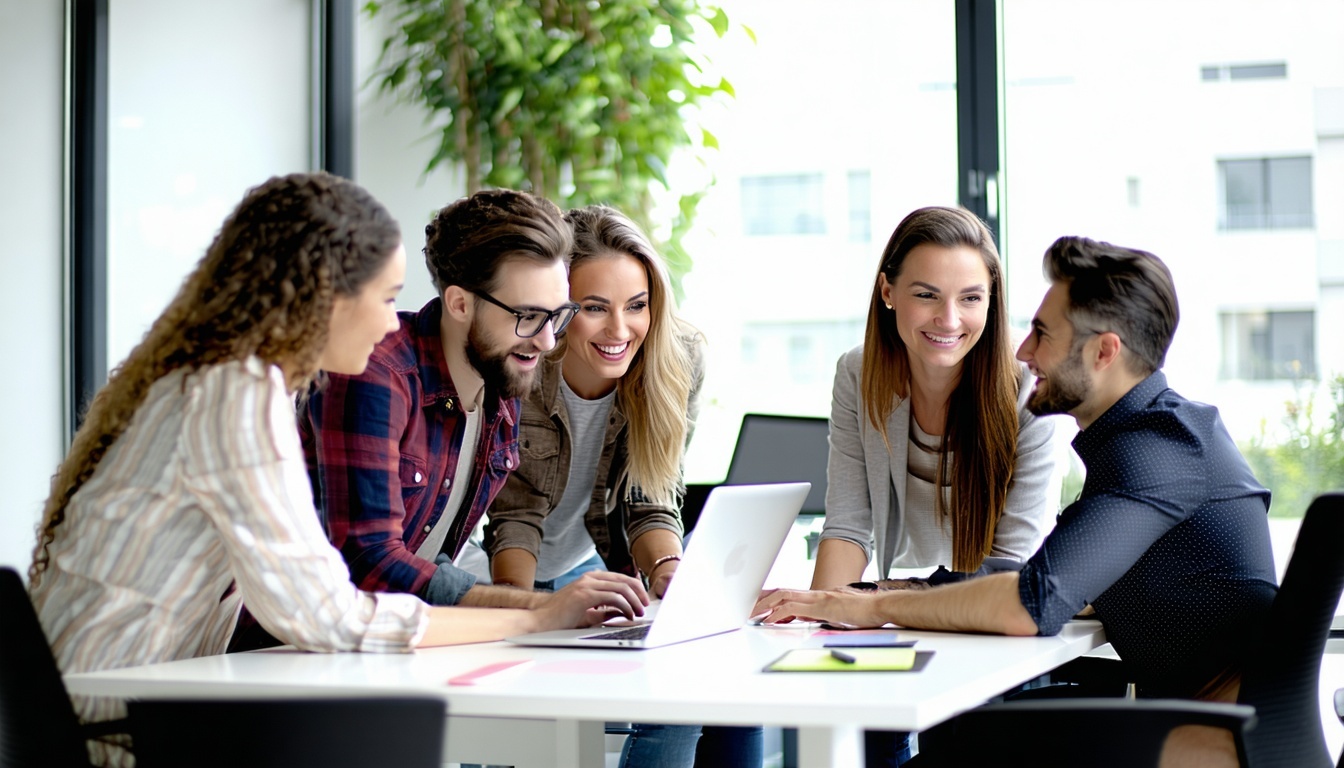 A diverse and engaged team working together in a s