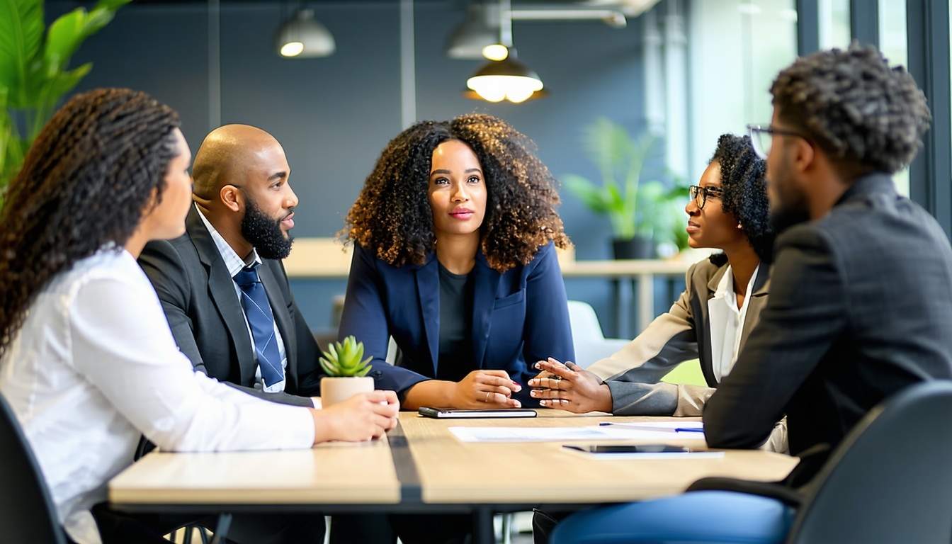 An image showing diverse professionals in a discus