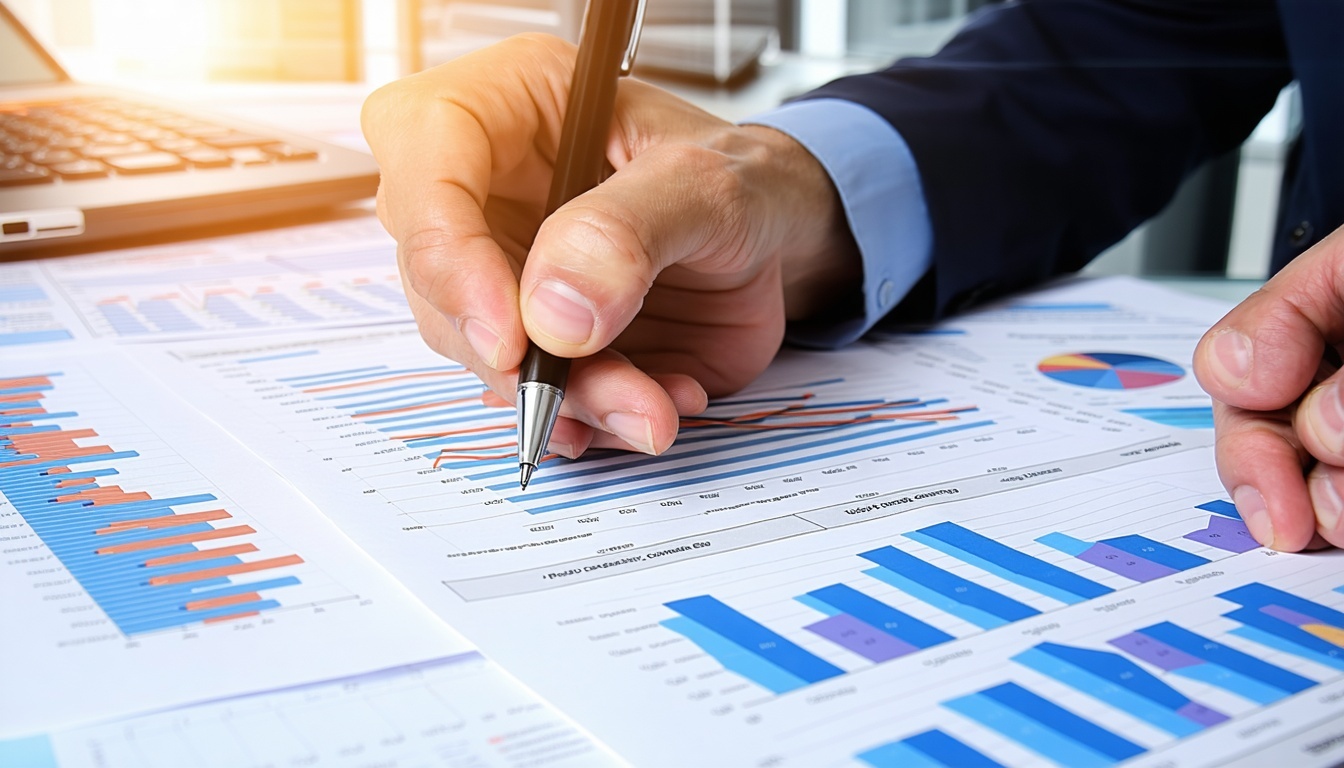 HR professional analyzing pension plans and risk m